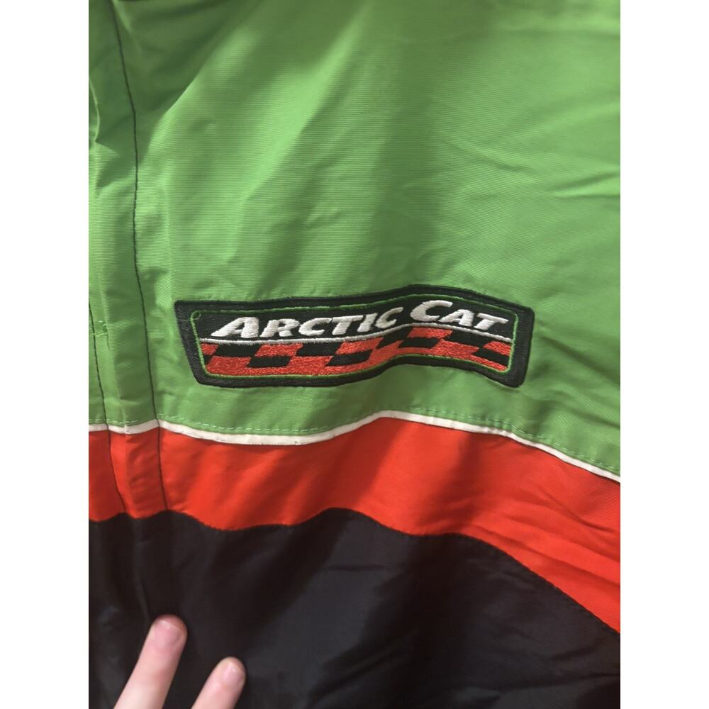 Vintage Arctic‎ Cat Snowmobile Jacket Mens  2XL Racing Neon Green Black - Picture 3 of 7